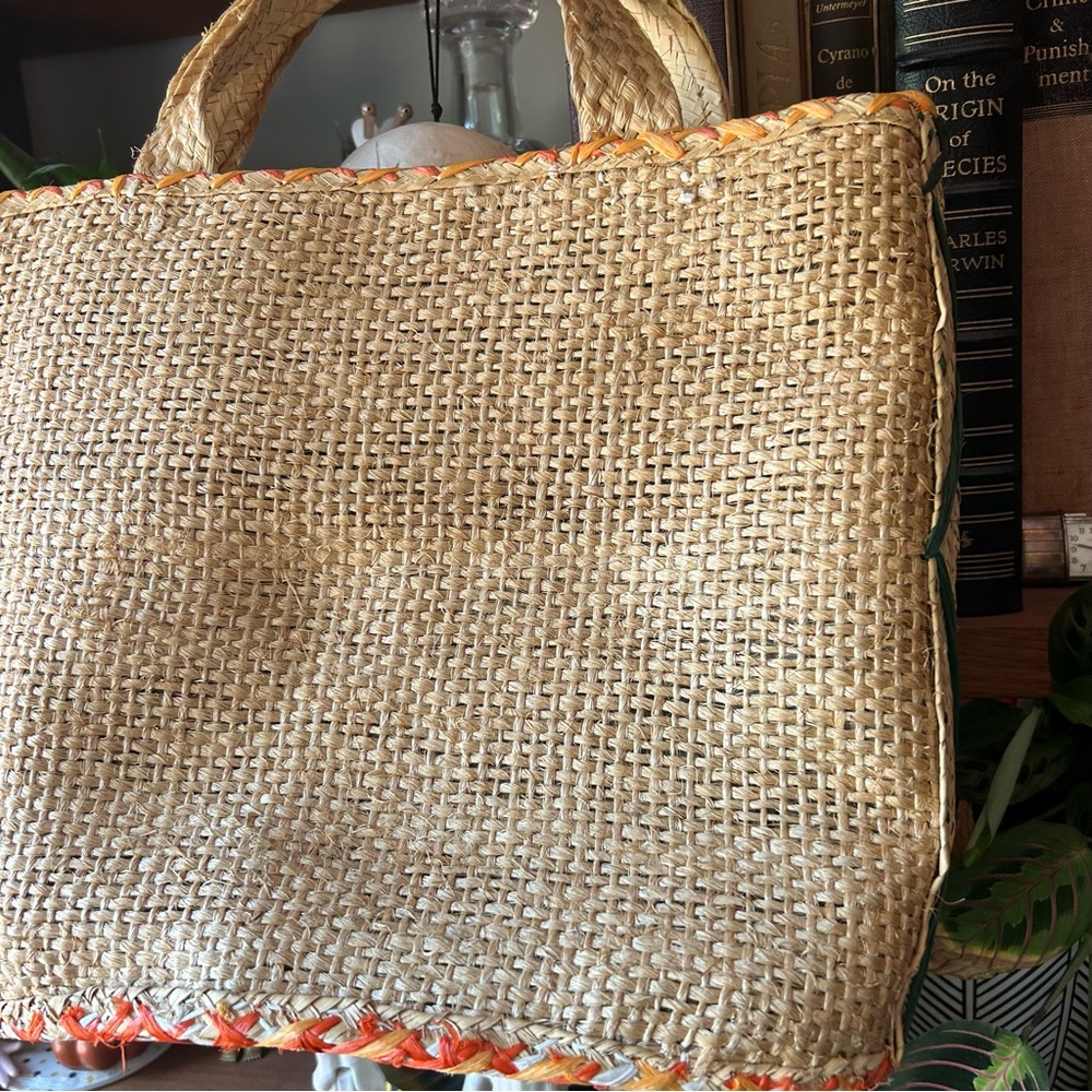 Vintage straw bag with floral design Nassau - Picture 7 of 12